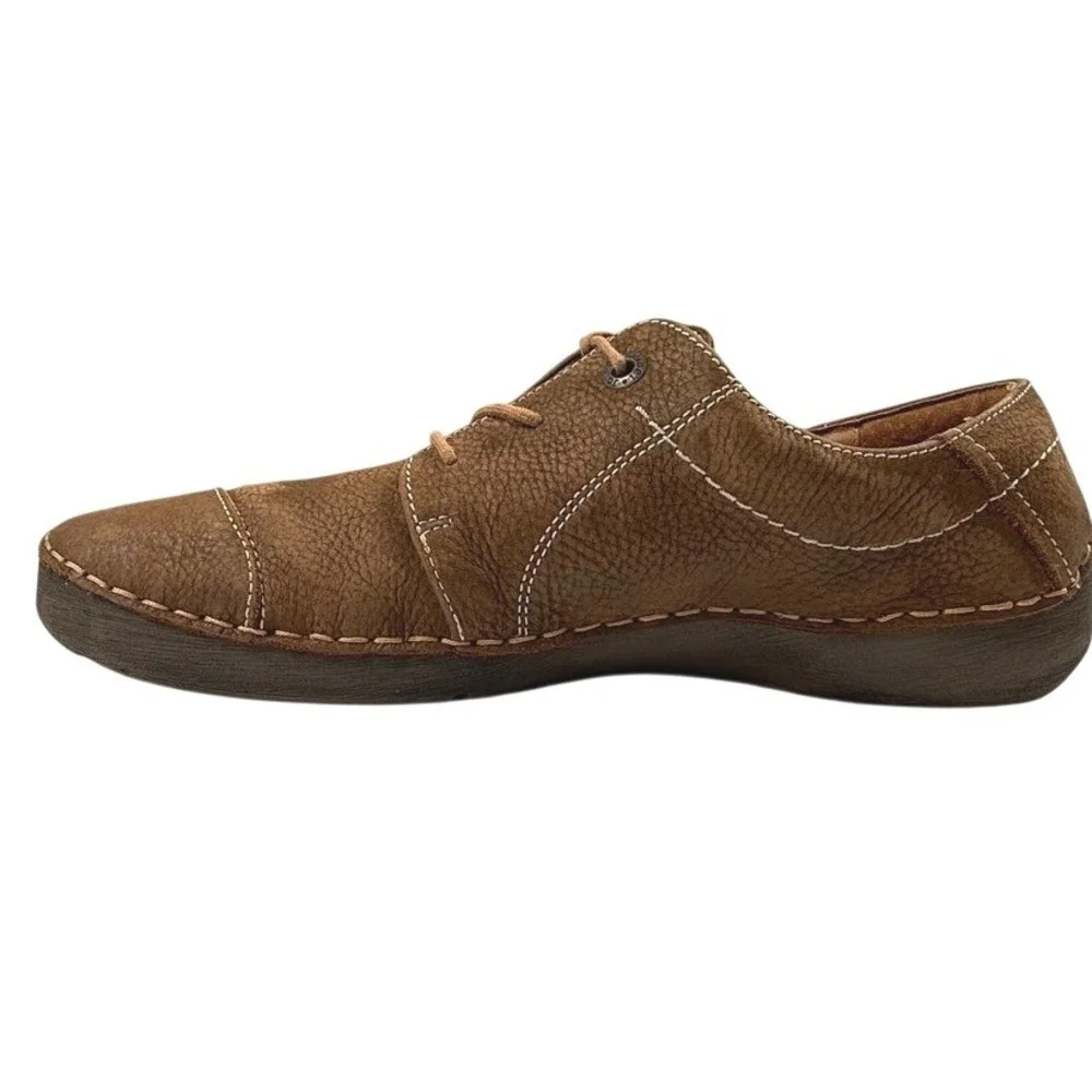 Josef Seibel Mens Brown Leather Lace Up Oxford Shoes Contrast Stitch Size 42